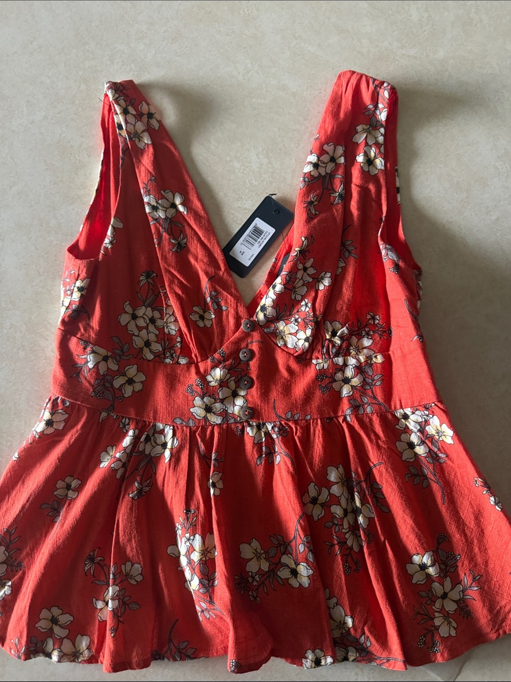 Floral V-Neck Peplum Tank